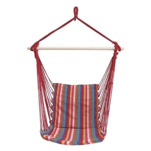 Wiszący fotel z poduszką w wielokolorowe paski, 50x100 cm - Meble ogrodowe