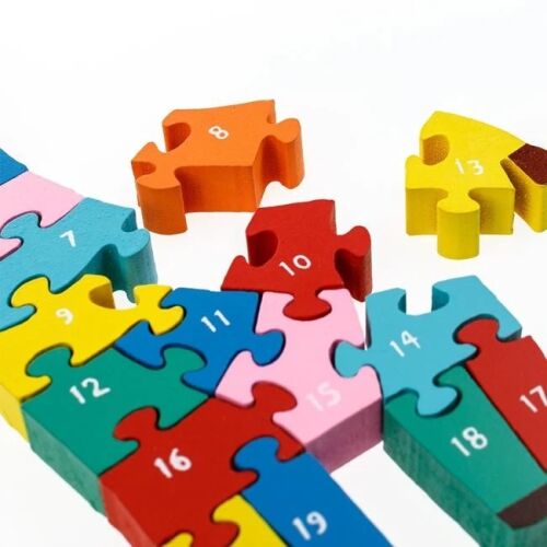 Fa puzzle színes figurákkal, zsiráf modell, 3 éves kortól, 11x28 cm, 11x28 cm 136038473