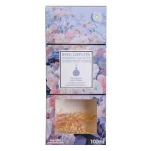 Szobai légfrissítő, 6 fapálcikával és illóolajjal, lótusz és szárított virágok illata, 100 ml, 7,5x7,5x7,5x7,5x22,5 cm, átlátszó.