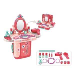 Bőrönd ékszerdoboz tükörrel és tartozékokkal, 14 darabot tartalmaz, 26x10x20cm, rózsaszín-zöld