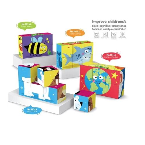 Jumbo Insect Jigsaw Blocks, 6-dielna sada puzzle s farebnými vzormi zvierat a hmyzu, ideálna pre malé deti