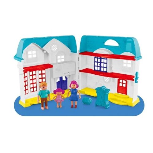 Dream Dom dla lalek ze światłami i dźwiękami, 3+ lat, wielokolorowy, w zestawie meble i figurki rodziny, widok otwarty