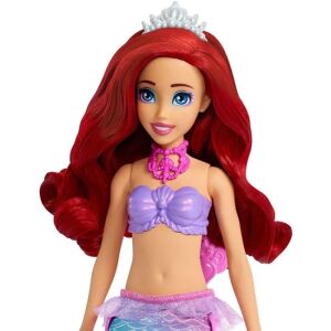 Ariel a kis hableány baba hosszú vörös hajjal, lila és rózsaszín sellőfarkú ruhában, Disney hercegnő - Ariel