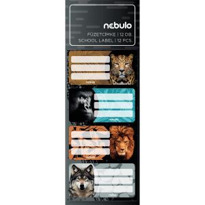Füzetcímke 12db-os, Vadállatok, vegyes minták, Nebulo 128228457 - Füzetcímke