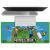 Minecraft Gaming-Tischmatte, 80x35 cm, mit einer Minecraft-Szene mit Steve, Creeper und anderen Charakteren, auf einem Schreibtisch mit Computer, Tastatur und Maus