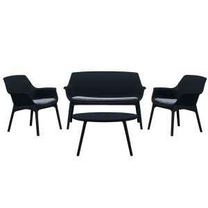 Tampa 4-teiliges Gartenmöbel-Set Graphit mit Sofa, Stühlen und Tisch - Gartengarnituren