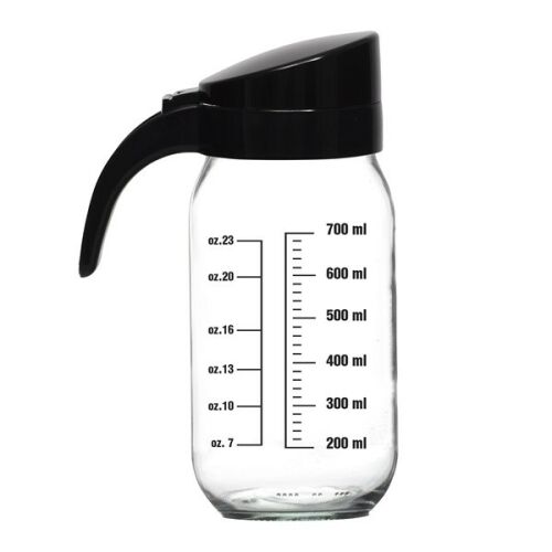 IRIS 1000ml üveg mérőkancsó fekete fedéllel és fogantyúval