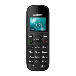 Telefon komórkowy Maxcom MM35D SE, czarny, widok z przodu - Telefon dla seniorów
