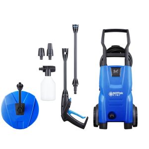 Nilfisk C 110.7 nagynyomású mosó tartozékokkal, beleértve a lándzsát, fúvókát, mosószeres palackot és egy forgó kefét - Nilfisk