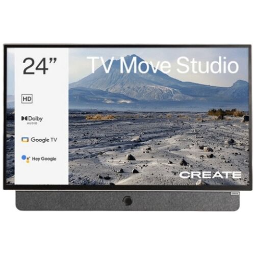 CREATE HD hordozható okos TV, Move Studio 24", újratölthető, 60 cm, lakókocsihoz/kempingezéshez/teraszhoz, 1920x1080 felbontás, Google TV, Bluetooth, 3 óra autonómia, Dolby Audio, Hangvezérlé 143741479