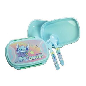 Disney Lilo & Stitch Brotdosen-Set mit Gabel und Löffel - Lebensmittel- und Getränkebehälter für Kinder