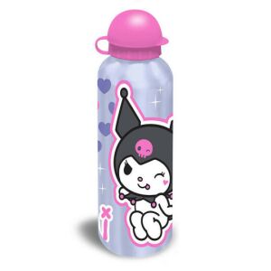 Алуминиева бутилка за вода Hello Kitty Kuromi, 500 ml, розов капак, лилав и бял дизайн - Носител на храна и напитки