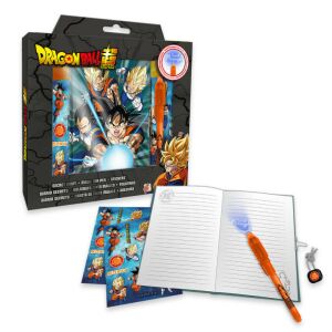 Set Dragon Ball: jurnal și stilou magic. Include autocolante și lacăt. Perfect pentru copiii care iubesc Dragon Ball. - Jurnale