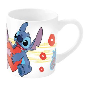 Чаша Disney Stitch, с Stitch и Angel, които държат сърце, 235 ml - Изкуства и хобита