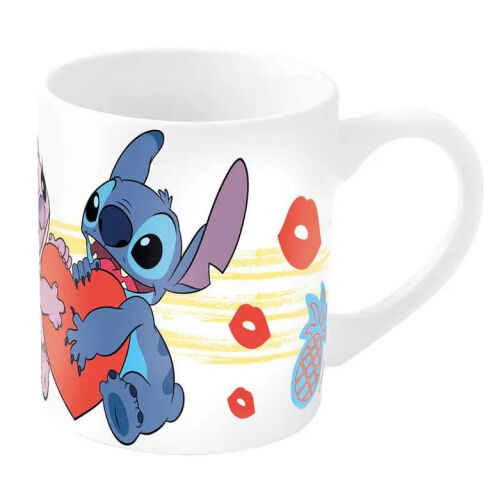 Disney Stitch bögre, Stitch és Angel szerepel rajta, akik egy szívet tartanak, 235 ml