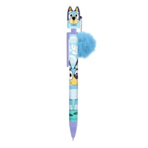 Писалка Bluey с помпон, писалка с герой Bluey, писалка Bluey с висулка, писалка Bluey с глава на Bluey, писалка Bluey с лицето на Bluey - Пътни такси