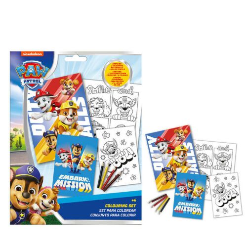 Paw Patrol Duty Calls Set de colorat cu 2 cărți de colorat și 4 creioane colorate