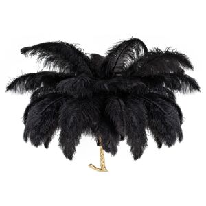 King Home Tiffany állólámpa fekete strucctollakkal és arany talppal - Állólámpa