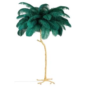 King Home Tiffany Állólámpa Strucctoll Zöld Arany