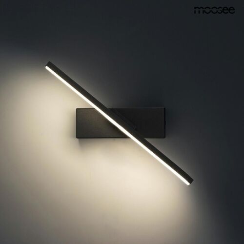 MOOSEE REM Fekete LED Fali Lámpa, modern minimalista design, 320 fokban állítható, energiahatékony, tökéletes nappaliba, hálószobába, folyosóra