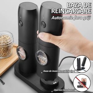 Комплект от 2 електрически мелнички със стойка за зареждане NEXTLY, за сол, пипер и други подправки, акумулаторна, 5 степени на смилане, LED... 131988544 - Съхранение и сортиране