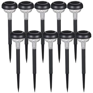 Комплект от 10 черни слънчеви външни лампи, марка NEXTLY, с промяна на цвета RGB, декоративни, осигуряват отражение на светлината, сензор за светлина, водоустойчиви, с кол, за градина, тераса, пътека - Слънчев фенер