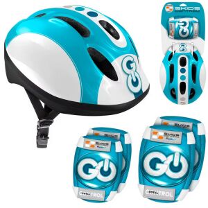 Skids Control modrá detská prilba a sada chráničov, ochranná výbava pre cyklistiku, korčuľovanie a kolobežkovanie - Detské ochranné prilby