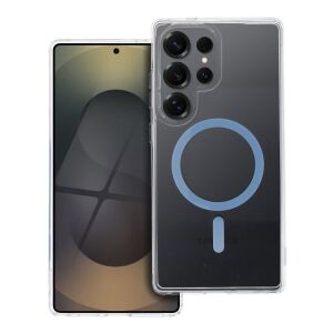 Drop Glue Colorful Ring Mag Cover für Samsung Galaxy S25 Ultra in hellblau, transparentes Case mit magnetischem Ring, zeigt das Case auf einem Telefon - Handyhüllen