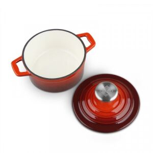 Carl Schmidt Sohn Xanten Mini-Topf mit Deckel, Gusseisen, 14x4,2 cm, rot/weiß - Carl Schmidt Sohn