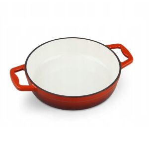 Liatinová panvica Carl Schmidt Sohn-Xanten s pokrievkou, 22x5,8 cm, červená-biela - Liatinové hrnce