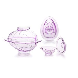 Ibili 3-teiliges Osterei-Schokoladenform-Set, zeigt die Formen in transparenter lila Farbe - Backformen