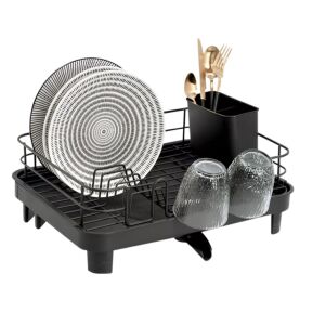 Zeller Geschirr-Abtropfgestell, schwarz, mit Besteckhalter, für Teller, Tassen und Besteck - Abtropfgestell