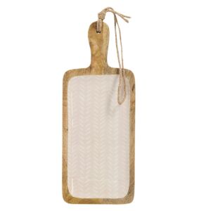 Tavă de servire Zeller din lemn de mango cu mâner, 38x15x2,5 cm, maro/bej - Boluri de servit