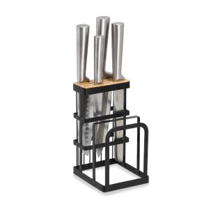 Zeller Messerhalter, Metall/Bambus, 12x14x22 cm, schwarz