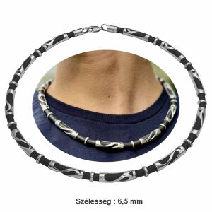 Vastag ezüst - kaucsuk férfi nyaklánc, ezüst ékszer több méretben 128267558 - Divat & Öltözködés