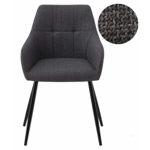 Fotel stílusú konyhai/nappali szék, Mercaton, Beni, szövet, fém, grafitszürke és fekete, 57x59x85 cm