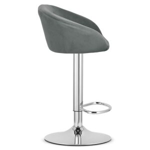 Бар стол Mercaton East, сив кадифе, сребърна основа - Бар столове
