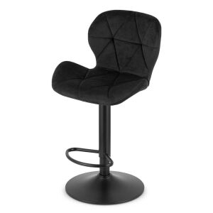 Черен бар стол от велур с регулируема височина и подножка, Mercaton West - Бар столове