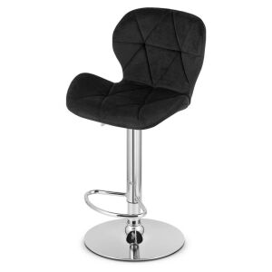 Konyhai/bár szék, Mercaton, West, forgatható, bársony, fekete és ezüst, 46x48.5x90-111 cm, 46x48.5x90-111 cm