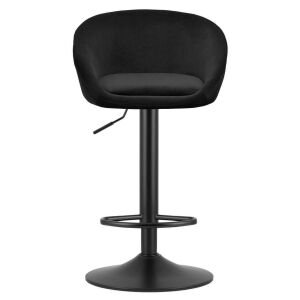 Черен бар стол с въртене, от кадифе, с регулируема височина, Mercaton East - Бар столове