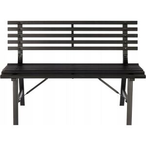 Kerti pad, acélszerkezet, fekete, 110x55x76 cm, Grúzia