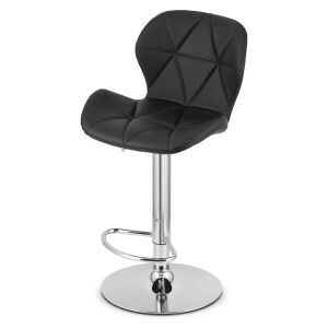 Черен и сребърен бар стол Mercaton West с въртене, с еко кожа - Бар столове