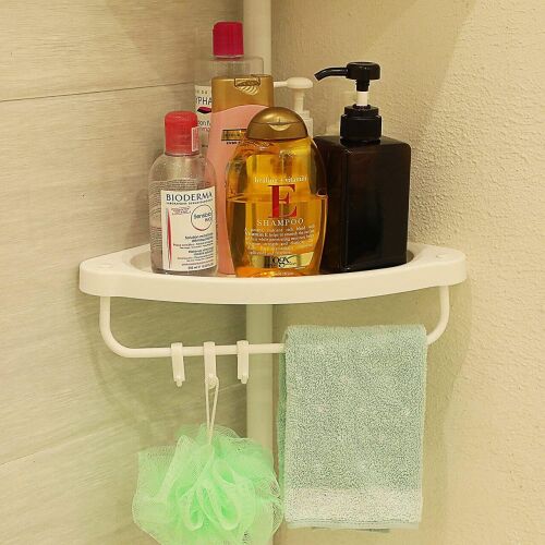 Mercaton állítható sarok zuhanypolc 4 polccal és törölközőtartóval, fehér