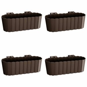 4 db-os dekoratív ültetőkészlet műanyag tartóval, barna, 4,9 L, 38,3x21,2x21,2x21,2x13 cm, Boardee Hook
