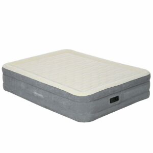 Kemping matrac, felfújható, beépített elektromos pumpával, 220-240 V, PVC, szürke és bézs, 203x92x46 cm, 203x92x46 cm