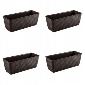 4 db-os dekoratív ültetőkészlet, Mercaton, rattan utánzat, barna, 49,2x17,2x17,4 cm, 49.2x17,2x17,4 cm 128269210 - Kert