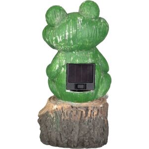 Слънчева градинска статуя на жаба Mercaton с 2 LED светлини, зелена, 9,5x9x19 cm - Декорация