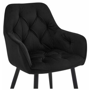 Fotel-stílusú szék, konyha/nappali, Mercaton, York, bársony, fém, fekete, 56x62x83,5 cm, 56x62x83,5 cm