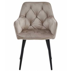 Fotel stílusú konyhai/lakó fotel, Mercaton, York, bársony, fém, sötétbézs és fekete, 56x62x83,5 cm, 56x62x83.5 cm