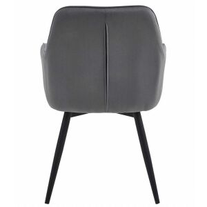 Въртящ се стол Mercaton York, тъмно сив кадифе, черни метални крака, изглед отзад - Стол за хранене